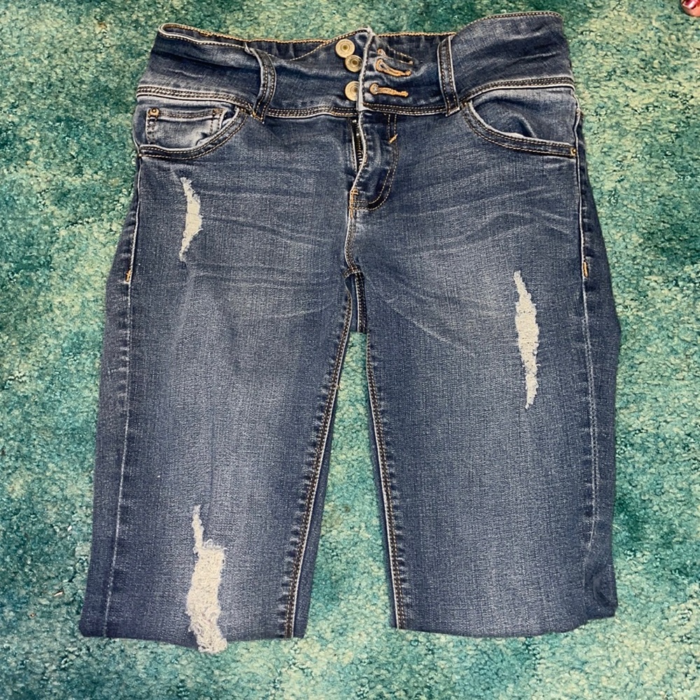 Almost famous lighter wash blue jeans.